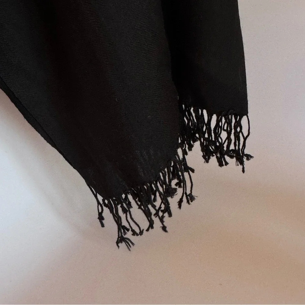 Sacred Threads Scarf Wool Black Fringe Witchy Whimsigoth Luxury Boho 29